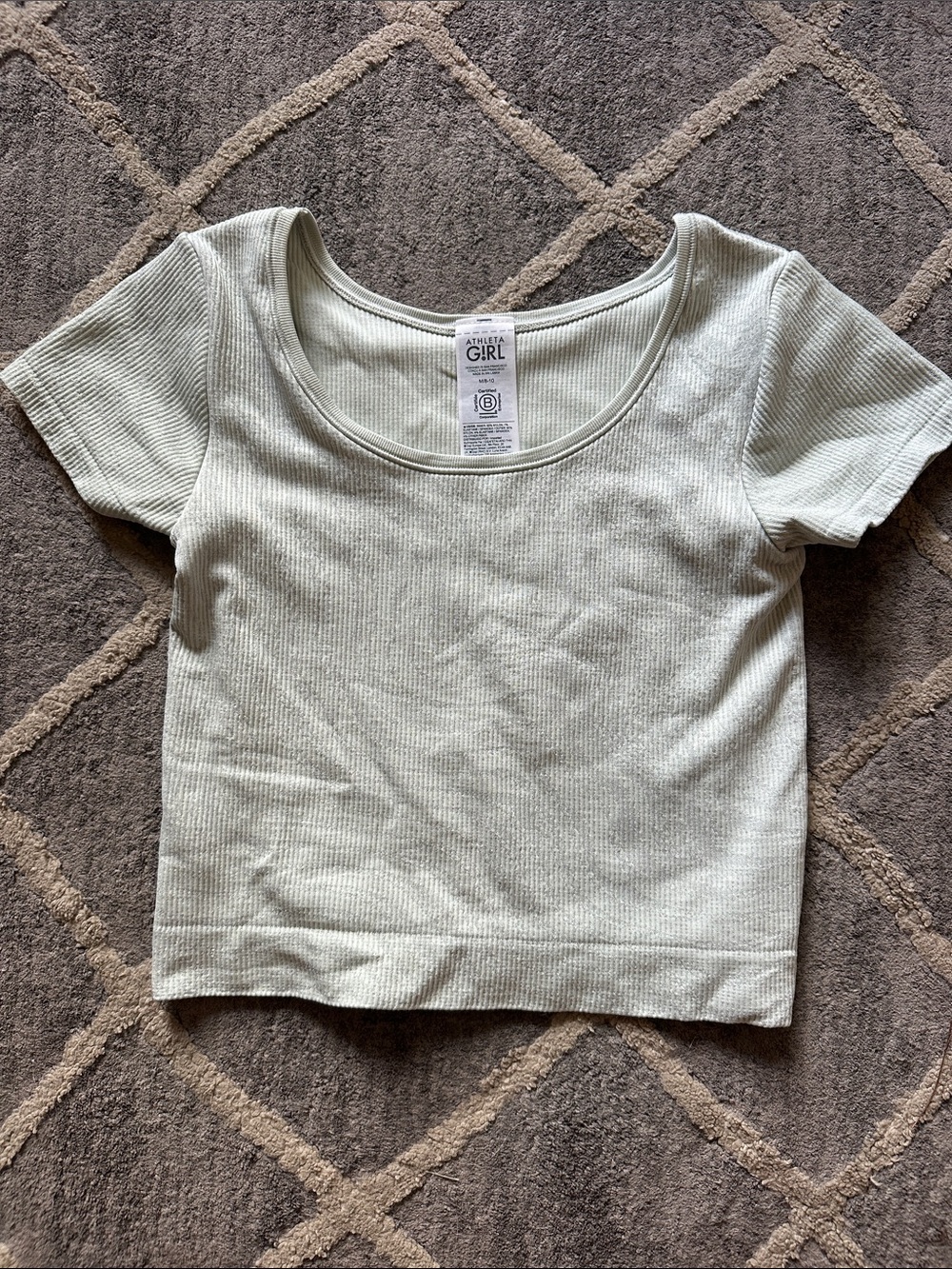 Athleta Pale Mint Ribbed Scoop Neck Crop Tee